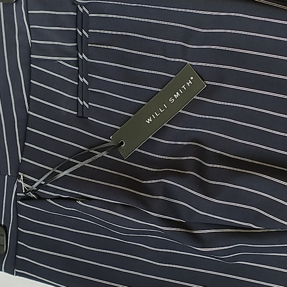 Willi Smith Flat Front Dress  Pants Blue & White Stripe - Picture 5 of 11